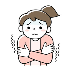 寒くて震えている女性