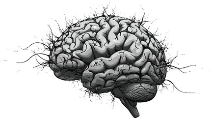 Abstract Brain Neurons, Black and White