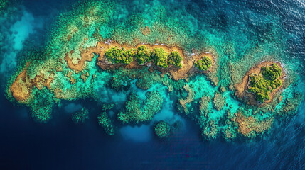 Obraz premium top-down view of colorful coral reef system 