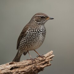 Dusky Thrush bird on piece of wood
