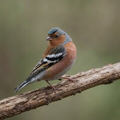 Fototapeta premium Chaffinch bird on piece of wood