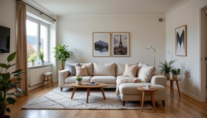 Cozy and Modern Living Room with Minimalist Decor and Natural Light in a Contemporary Home Setting