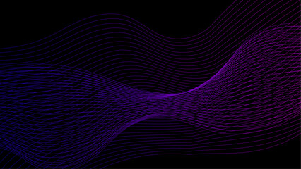 Dark Abstract Wave Background with Purple Lines