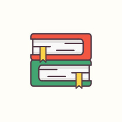Flat style stack of books icon