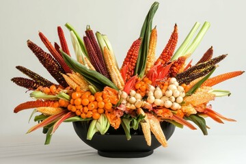 high resolution visual of high angle arrangement with vegetables