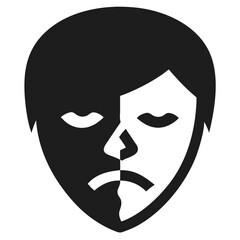 Black silhouette depicting a sad face expression concept for emotional design projects