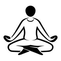 Black silhouette meditation pose of a person in a relaxed and calm yoga position