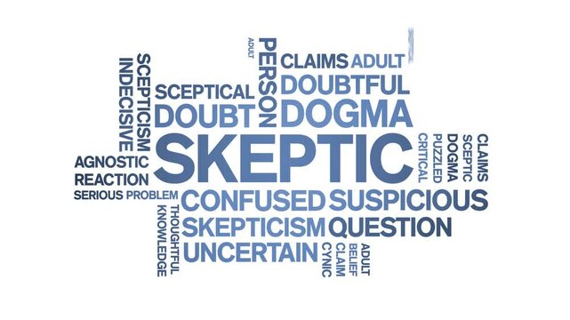 Skeptic animated word cloud;text design animation tag kinetic typography seamless loop.
