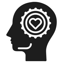 Emotional intelligence concept illustrated with heart inside a cogwheel symbol
