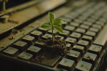 ultra quality picture of keyboard with small plant