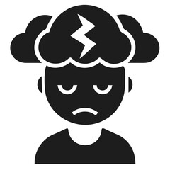 Silhouette illustration representing anxiety and stress icon with stress lines and clouds