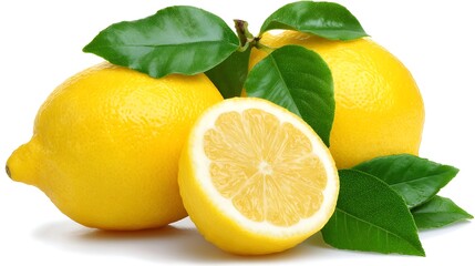 Half a fresh lemon on a white background, looks very delicious, perfect for use in food-related designs