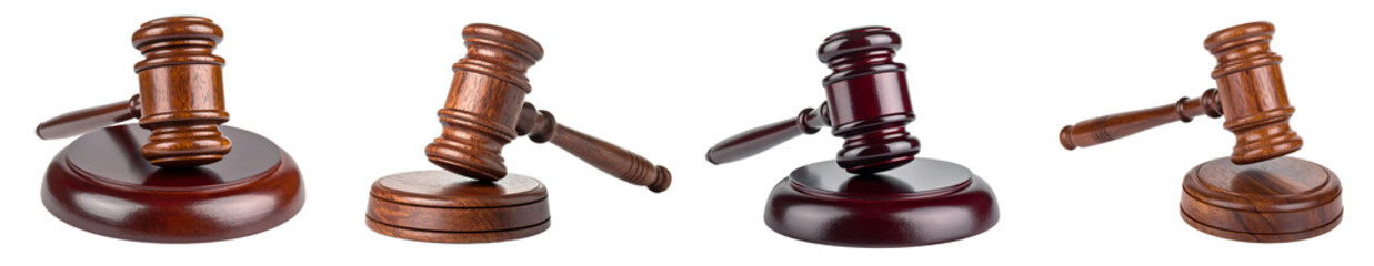 Wooden Gavel for Justice and Law PNG set Transparent background