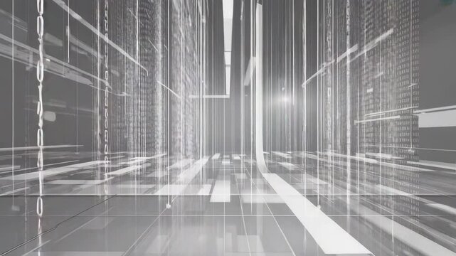 Abstract Digital Cityscape: Binary Code Metropolis