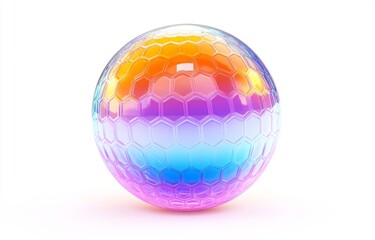 Obraz premium Colorful, iridescent sphere with a hexagonal pattern