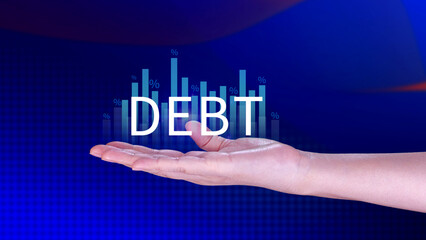 Debt growth and percentage for debt reduction concept, growth of public debt, Delve deeper the complex concept of debt and significant impact on effectively managing personal finances.