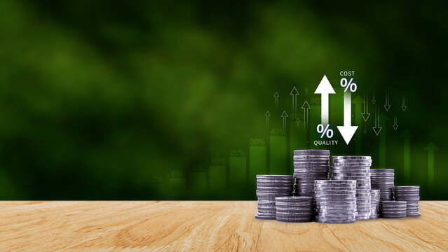 Cost and quality control concept. Quality increase and cost optimization for products or services to improve efficiency, Effective business, Efficient Risk, Cost report