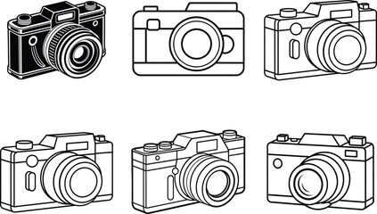 Minimalist Camera Line Art Illustration with Simple Outline and Modern Design