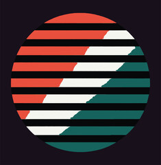 Obraz premium Abstract colorful circle design featuring bold stripes and brushstroke style elements