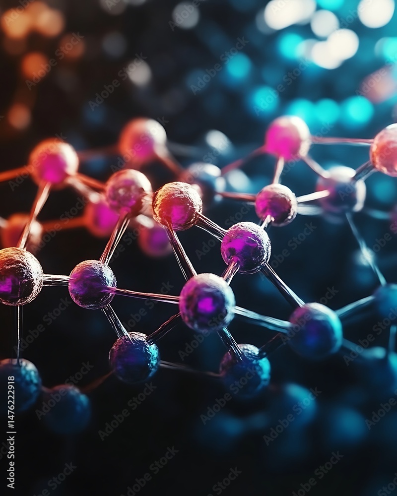Wall mural a close up of interconnected molecular structure clusters