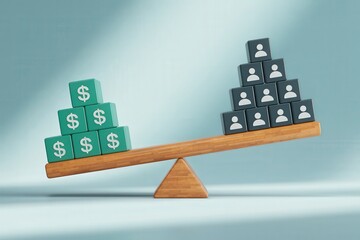 Balancing money and human resources in business.