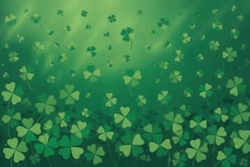 Vibrant green shamrock pattern on a gradient background.