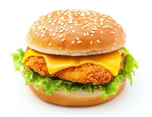 Crispy chicken burger with melted cheese