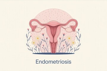 Illustration of uterus depicting endometriosis awareness.