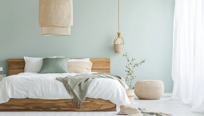 A serene modern bedroom with blue accents 3. Generative AI