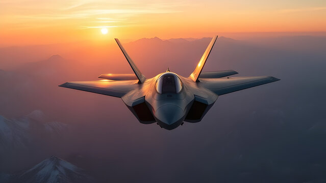 "5th Generation Fighter Jet – Stealth Military Aircraft Illustration, Supersonic Combat Vector"