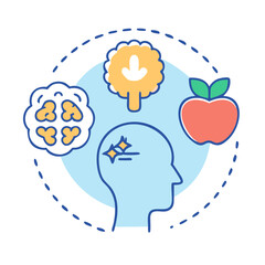 Conceptual flat illustration depicting mental wellness and healthy lifestyle