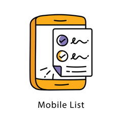 Mobile List Vector Filled Outline Style Icon. Eps 10 file