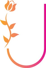 U letter botanical floral monogram logo