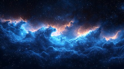 Luminous celestial tapestry of swirling nebulae