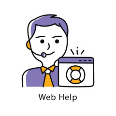 Web Help  Vector Filled Outline Style Icon. Eps 10 file