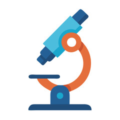 Flat Design Illustration of a Microscope on Black Background