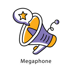 Megaphone Vector Filled Outline Style Icon. Eps 10 file