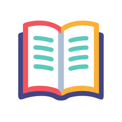 Stylized open book graphic on a black background