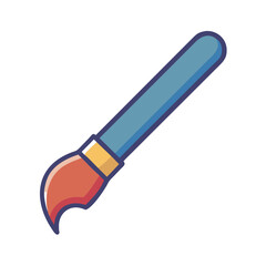 Stylized paintbrush with blue handle on black background