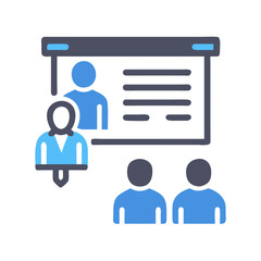 Flat Design Business Training Presentation with Audience Vector