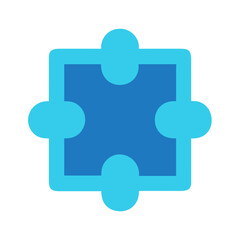 Obraz premium Single flat puzzle piece on black background for solutions