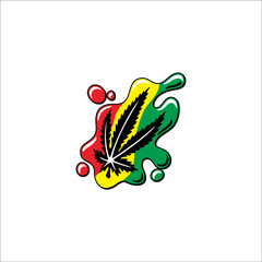 Illustration of water with red, yellow and green colors decorated with leaves