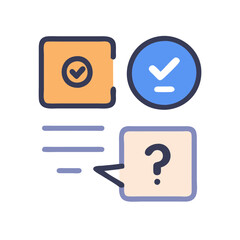 Question and answer process icon in modern flat style