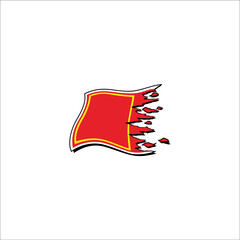 Illustration of burning red paper on white background. Can be used as graphic design