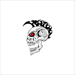 Punk haired skull illustration. Can be used as graphic design