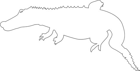 Silhouette Crocodile Animal Vector Line Art