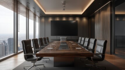 Modern Office Lobby with Warm Lighting and Wooden Finishes