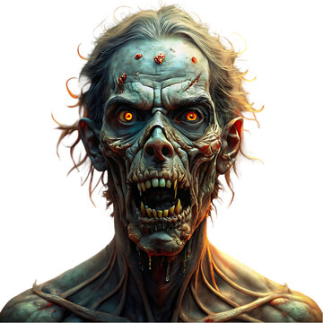 Horrifying Zombie Face: High Resolution Digital Art