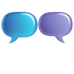 Fototapeta premium Two colorful, glossy speech bubbles, representing communication and conversation.