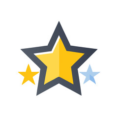 Three stars flat design graphic element on black background